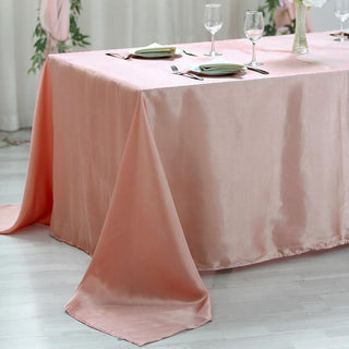 Elevate Your Event Decor with the Dusty Rose Seamless Smooth Satin Rectangular Tablecloth