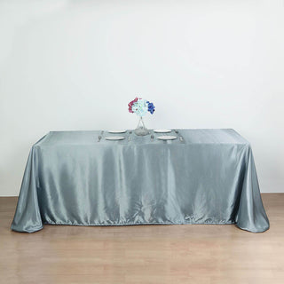 Elevate Your Event with the Dusty Blue Seamless Satin Rectangular Tablecloth