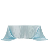 Light Blue Seamless Satin Rectangular Tablecloth 90x156inch for 8 Foot Table