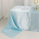 Light Blue Seamless Satin Rectangular Tablecloth 90x156inch for 8 Foot Table With Floor-Length Drop