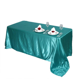 Durable and Versatile Turquoise Satin Tablecloth