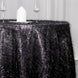 120inch Metallic Black Premium Tinsel Shag Round Tablecloth, Shimmery Metallic Fringe