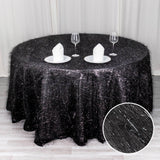 Black Metallic Premium Tinsel Shag Round Tablecloth