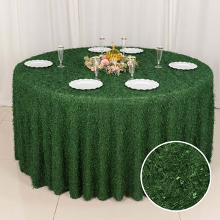 Indulge in the Luxurious Green Shag Minky Polyester Round Tablecloth