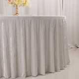 White Seamless Premium Crushed Velvet Round Tablecloth 120 in for 5 Foot Table Floor-Length Drop