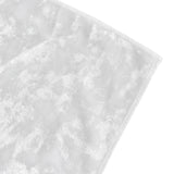 White Seamless Premium Crushed Velvet Round Tablecloth 120 in for 5 Foot Table Floor-Length Drop