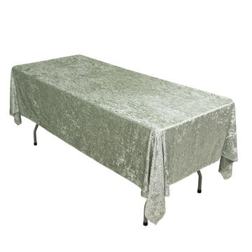 60"x102" Sage Green Seamless Premium Crushed Velvet Rectangular Tablecloth