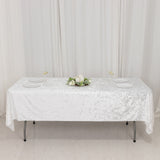 White Seamless Premium Crushed Velvet Rectangle Tablecloth - 60x102inch