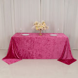 Fuchsia Seamless Premium Crushed Velvet Rectangle Tablecloth - 90x132inch for 6 Foot Table