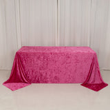 Fuchsia Seamless Premium Crushed Velvet Rectangle Tablecloth - 90x132inch for 6 Foot Table