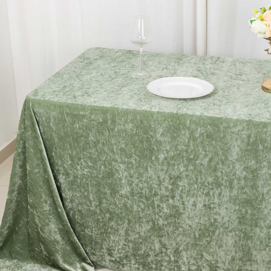  Sage Green Seamless Premium Crushed Velvet Rectangular Tablecloth