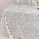 White Seamless Premium Crushed Velvet Rectangle Tablecloth - 90x132inch for 6 Foot Table
