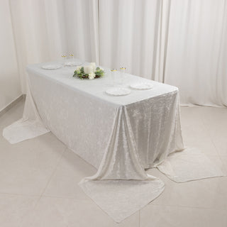 Luxurious Elegance with White Crushed Velvet Rectangle Tablecloth