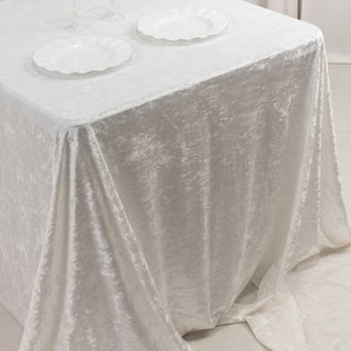 Effortless Style with Seamless White Crushed Velvet Tablecloth
