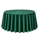 Round green velvet tablecloth with draped pleats for elegant event decor