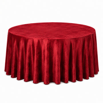 Premium Velvet 132" Round Tablecloth Red - Reusable & Soft Table Cover