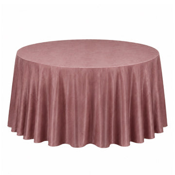 Premium Velvet 132" Round Tablecloth Dusty Rose - Reusable & Soft Table Cover