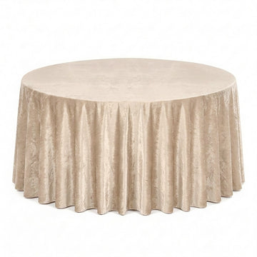 Premium Velvet 132" Round Tablecloth Champagne - Reusable & Soft Table Cover