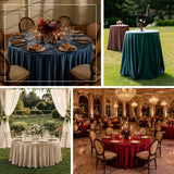 Velvet round tablecloths for formal banquets, outdoor receptions, and romantic event tablescapes