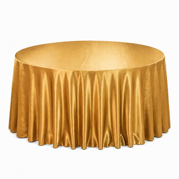 Premium Velvet 132" Round Tablecloth Gold - Reusable & Soft Table Cover