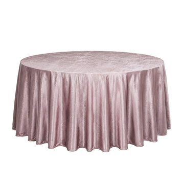 Premium Velvet 132" Round Tablecloth Mauve Cinnamon Rose - Reusable & Soft Table Cover