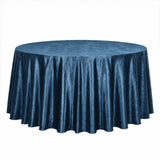 Blue round tablecloth on banquet table, elegant draped event linen