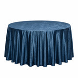 Blue round tablecloth for event banquet table on white background