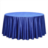 Round royal blue tablecloth for event or banquet table