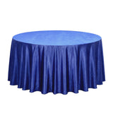 Blue round tablecloth on a banquet table, elegant event decor