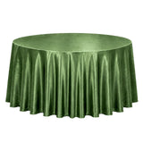 Green round tablecloth with elegant satin drape for events