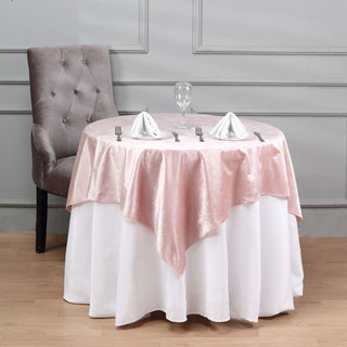 Add Elegance to Your Event with the Blush Velvet Square Table Overlay