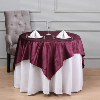 Elevate Your Table Décor with the Eggplant Velvet Square Table Overlay