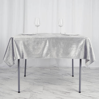 Add Elegance to Your Table with the Silver Velvet Tablecloth