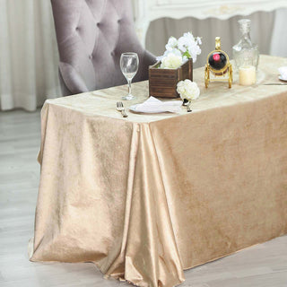 Make a Statement with the Champagne Velvet Tablecloth