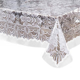 White lace tablecloth with intricate floral design #whtbkgd