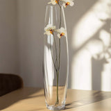 31 inches Tall Tapered Cylinder Glass Vase | Clear Floor Vase Centerpiece