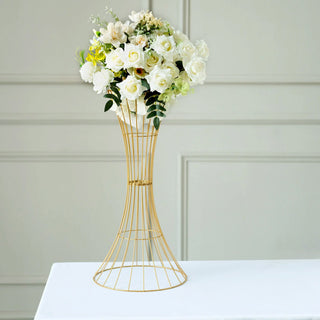 Elegant Gold Metal Wire Flower Frame Stand for Stunning Table Centerpieces