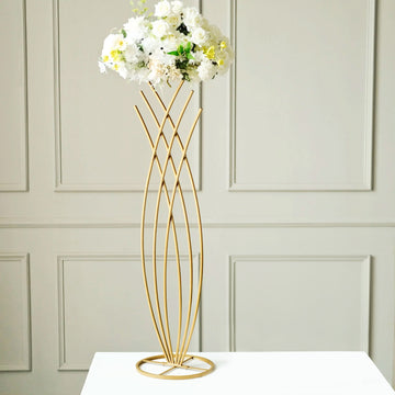 4ft Tall Gold Metal Wired Mermaid Tail Flower Frame Stand, Floral Display Wedding Centerpiece