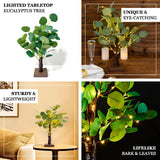 17inch Warm White Fairy Lighted Artificial Eucalyptus Tree, Battery Operated Tabletop Lighted Plant