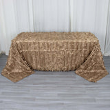 90x132inch Taupe 3D Leaf Petal Taffeta Fabric Seamless Rectangle Tablecloth