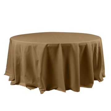 120" Taupe Seamless Polyester Round Tablecloth