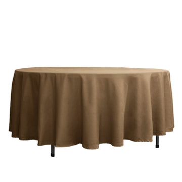 108" Taupe Seamless Polyester Round Tablecloth