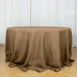 132Inch Taupe Seamless Polyester Round Tablecloth