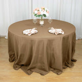 132Inch Taupe Seamless Polyester Round Tablecloth