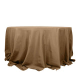 132Inch Taupe Seamless Polyester Round Tablecloth