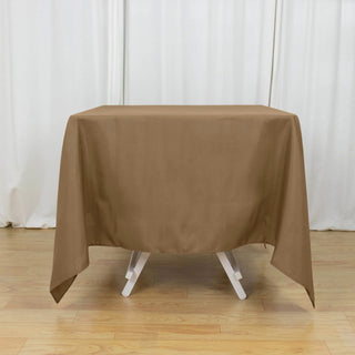 The Perfect Taupe 70"x70" Seamless Polyester Square Tablecloth for Any Occasion