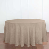 120" Taupe Linen Round Tablecloth | Slubby Textured Wrinkle Resistant Tablecloth