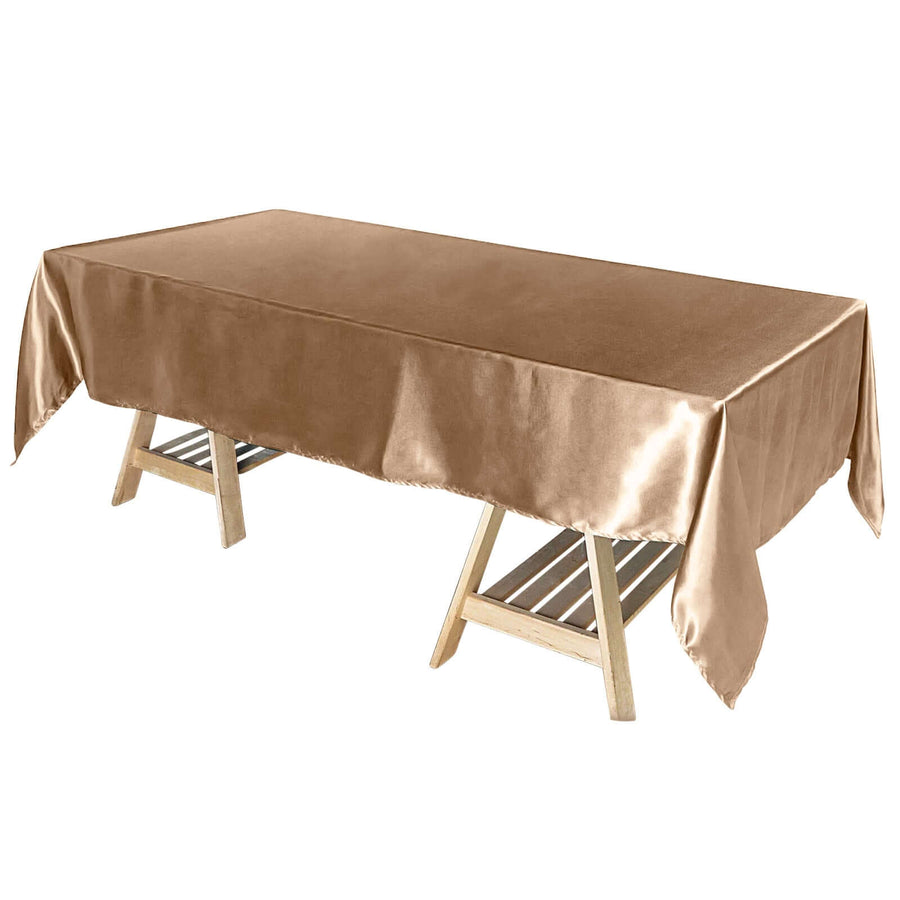 60x102inch Taupe Smooth Satin Rectangular Tablecloth