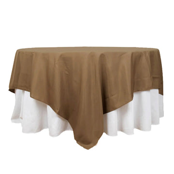 90"x90" Taupe Seamless Square Polyester Table Overlay
