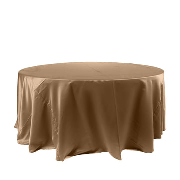 120" Taupe Smooth Seamless Satin Round Tablecloth